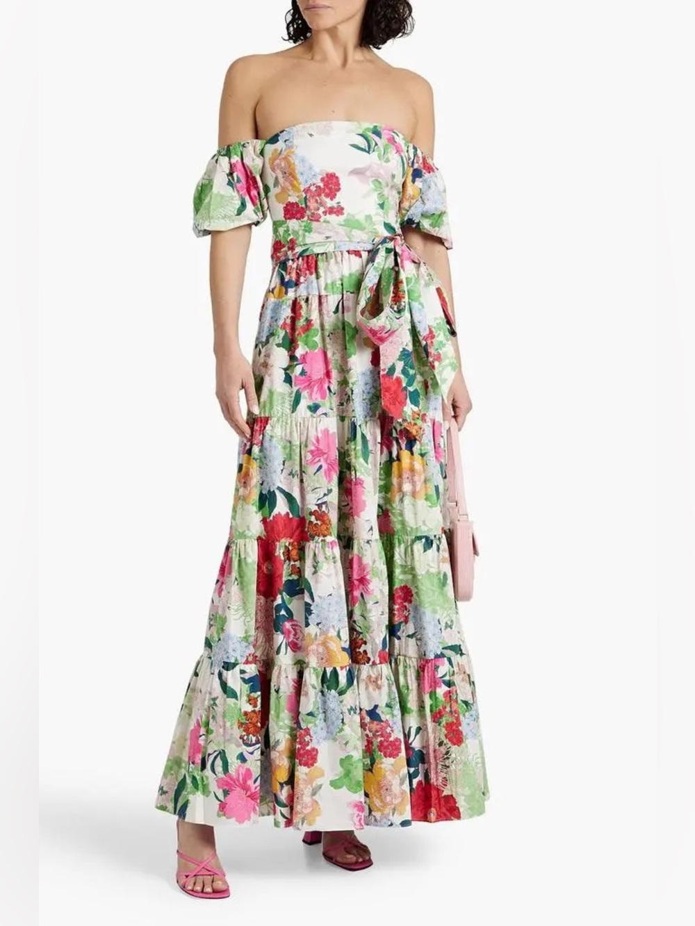 Cara Cara Wethersfield Off the Shoulder Floral Cotton Poplin Maxi Dress - 10